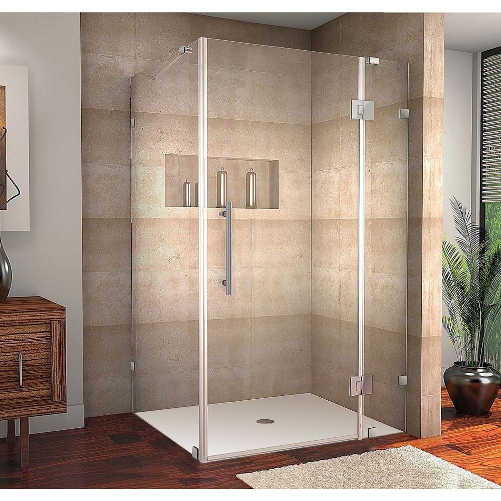 Aston Avalux 48 In X 34 72 Completely Frameless Shower Completely Frameless Shower Enclosure In Stainless Steel Sen987 Ss 4834 10 The Home Depot
