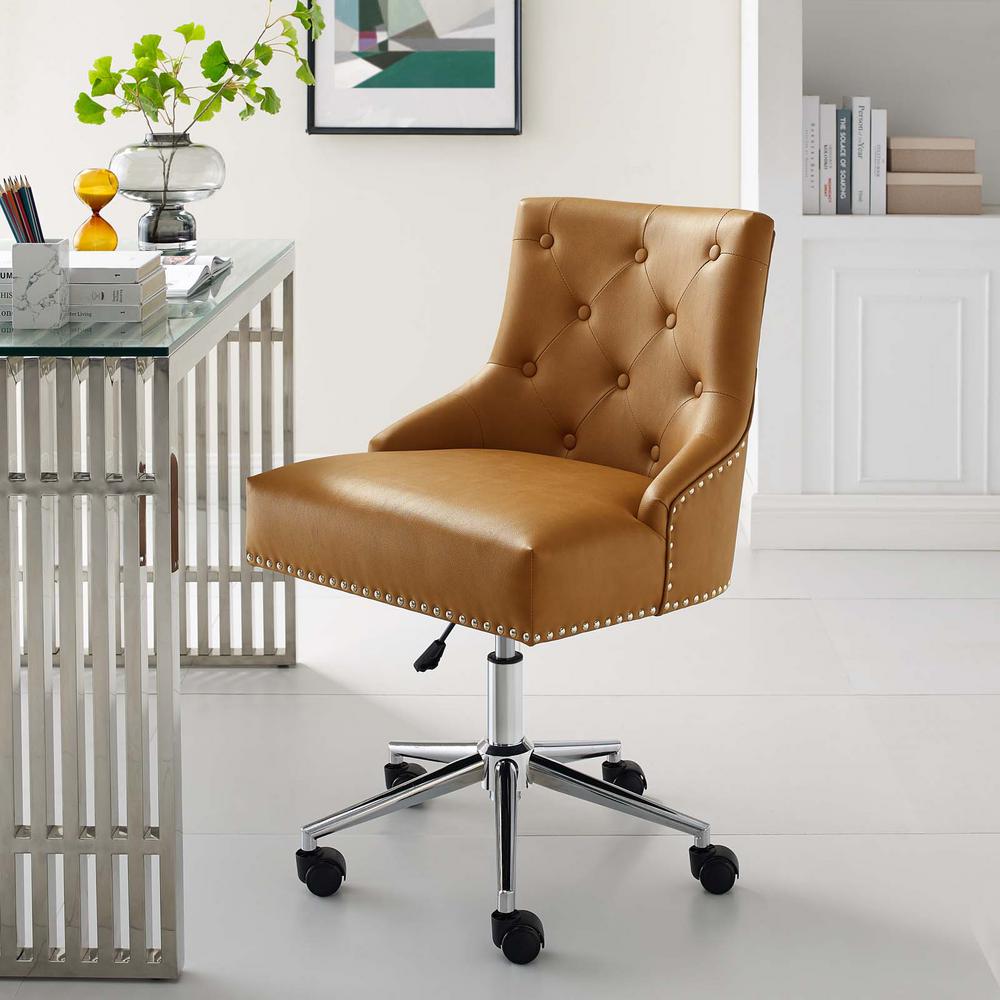 Modway Regent Tan Tufted On Swivel Faux Leather Office