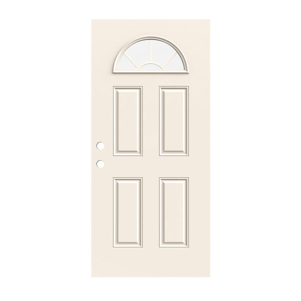 JELDWEN 34 in. x 79 in. Fan Lite Primed Steel Front Door SlabE22669