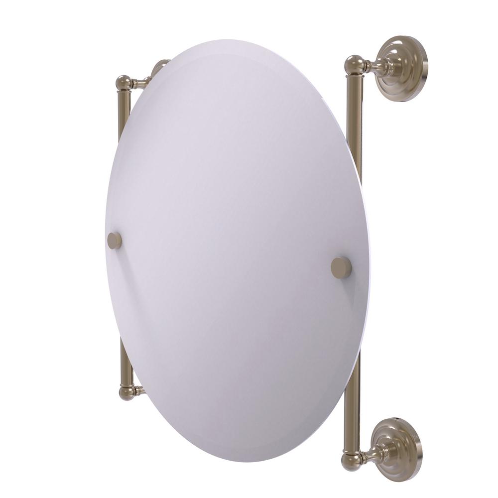 Allied Brass Que New Collection Round Frameless Rail Mounted Mirror Allied Brass Que New Collection Round Frameless Rail Mounted Mirror In Antique Pewter