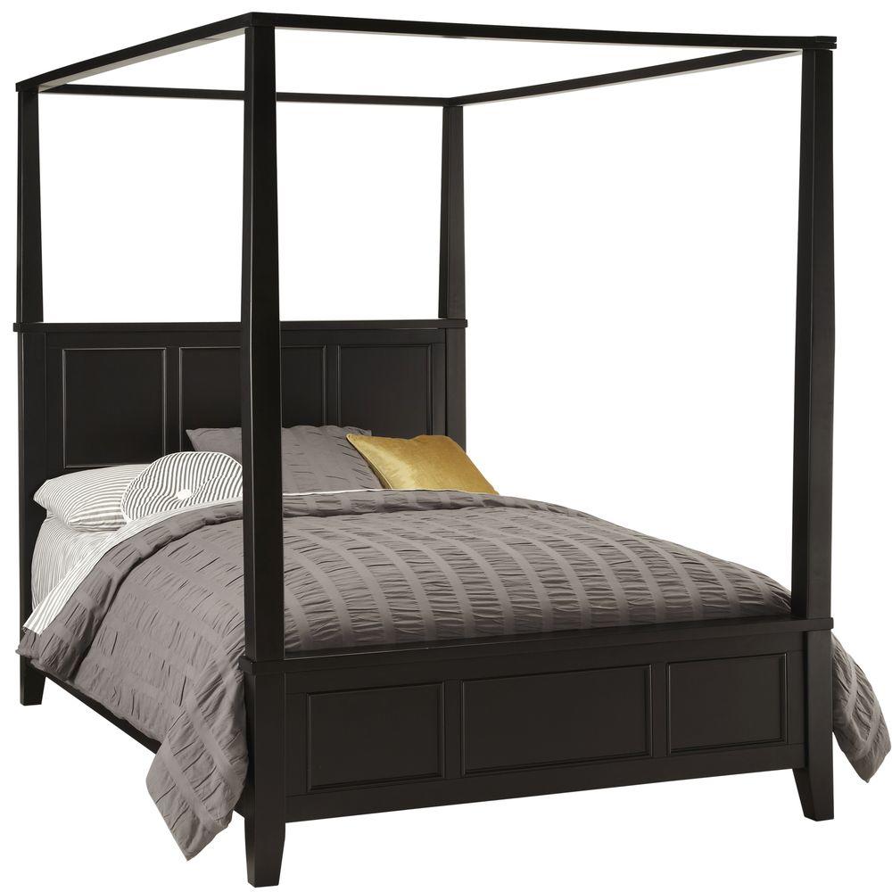 Home Styles Bedford Black King Canopy Bed 5531 610 The Depot