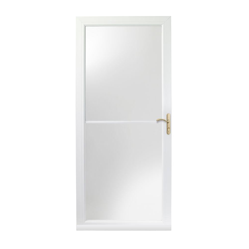 36 X 80 Andersen Tamper Proof Hinges Storm Doors Exterior 36 In X 80 3000 Series White Right Hand Self Storing