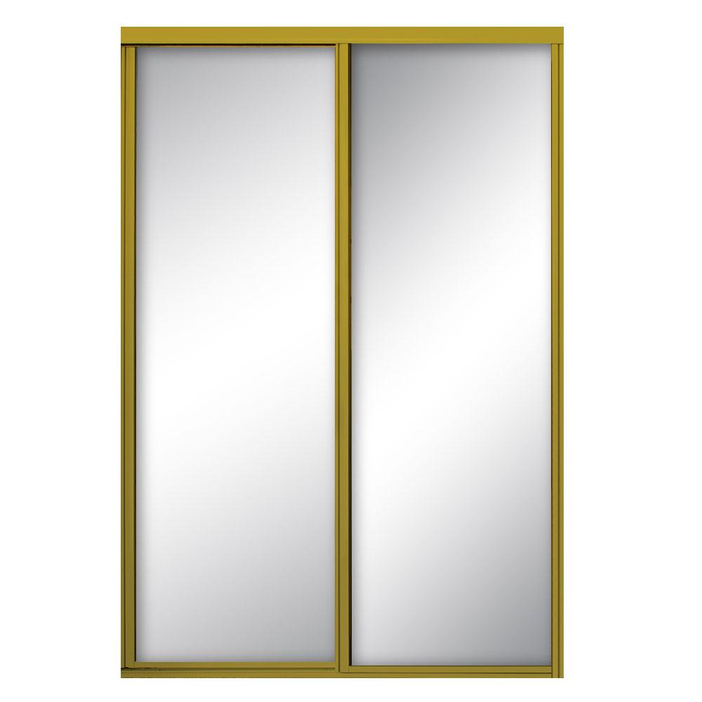 Contractors Wardrobe 72 In X 81 Concord Satin Gold Aluminum Contractors Wardrobe 72 In X 81 Concord Satin Gold Aluminum Framed Mirrored Sliding Door Con 7281sg2x The Home Depot