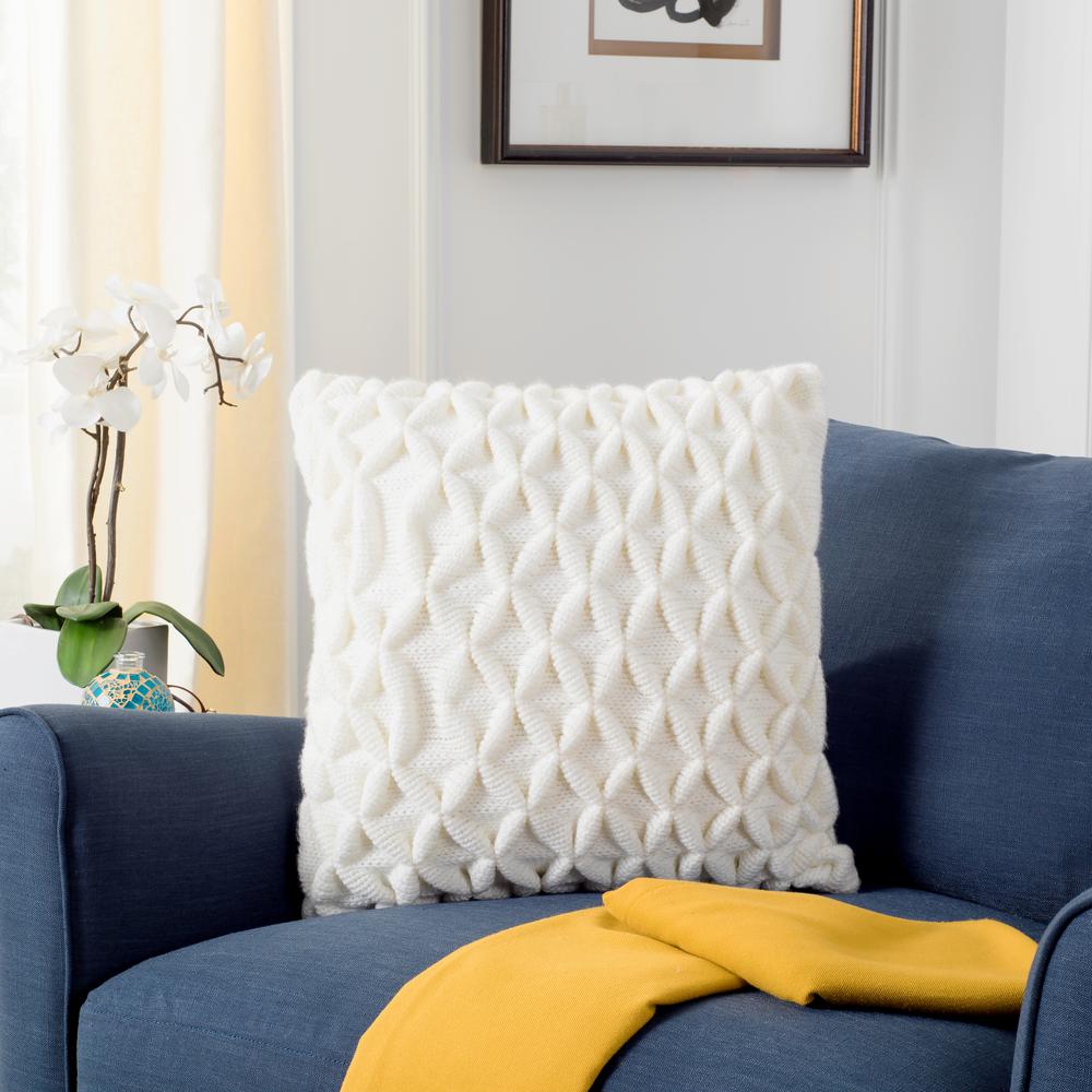 Safavieh 3d Diamond Ivory Solid Polyester 20 In X 20 In Throw