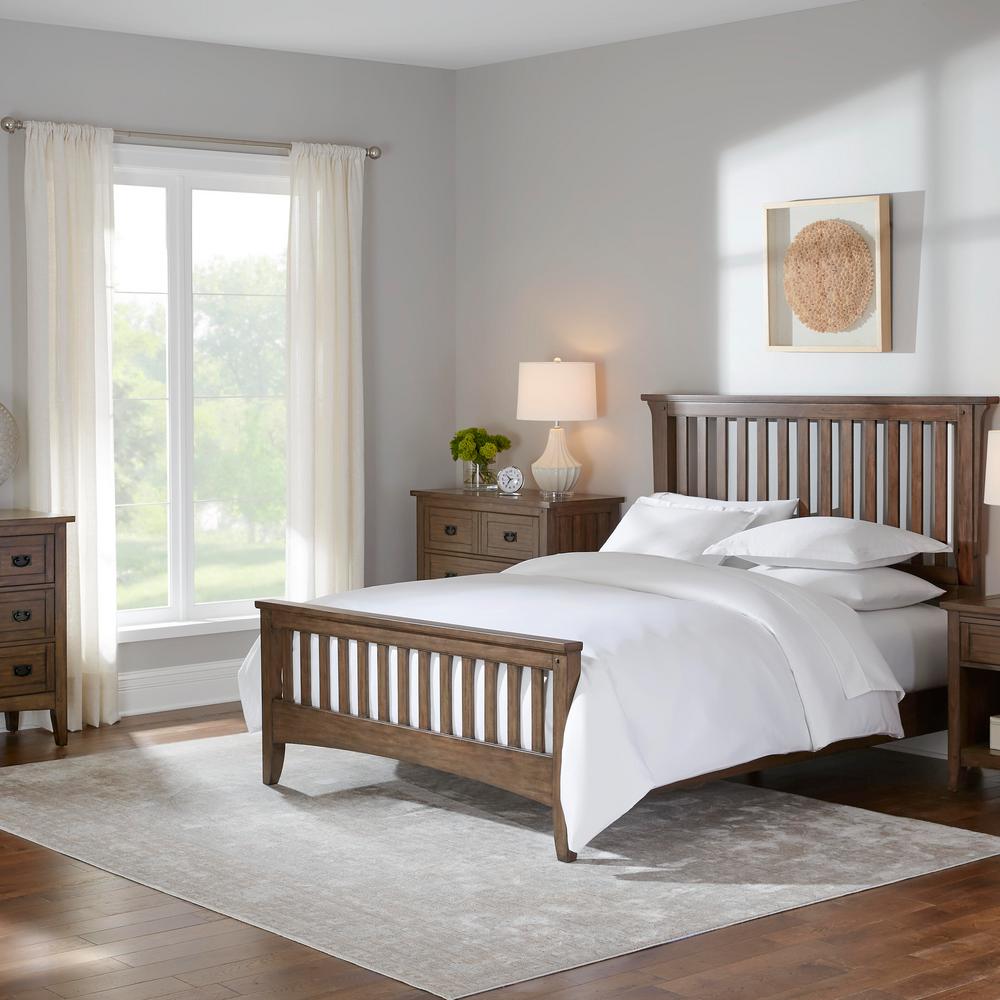 Home Decorators Collection Abrams Walnut Finish King Mission Style Bed 85 In W X 54 In H 10752 The Home Depot