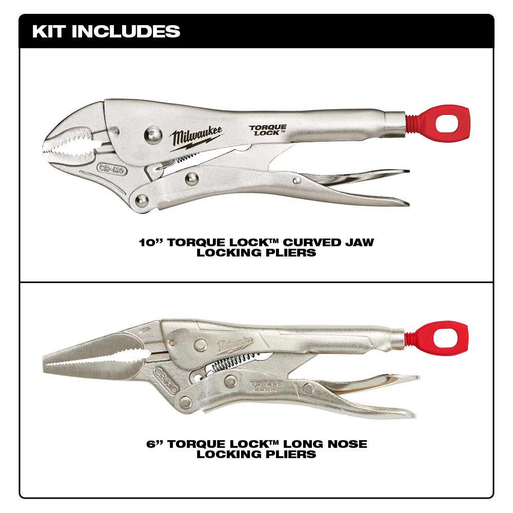 10/" L,Ergonomic MILWAUKEE 48-22-3602 Locking Pliers Set,6/"