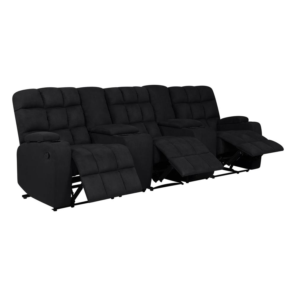 Prolounger 3 Seat Black Microfiber Wall Hugger Recliner Sofa