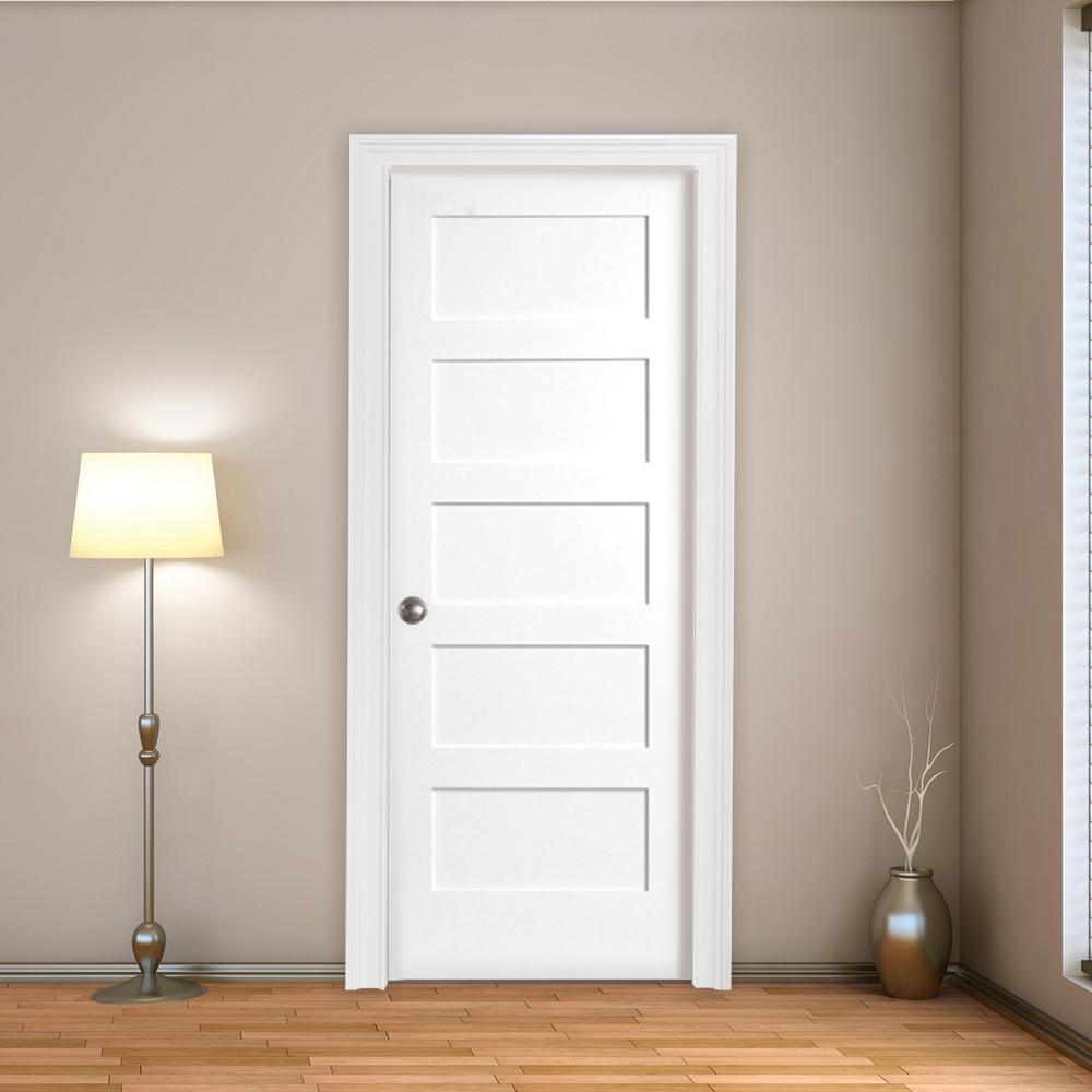 Steves Sons 24 In X 80 In 5 Panel Primed White Shaker Solid