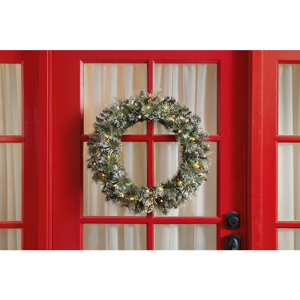 Battery Operated Christmas Wreaths Christmas Greenery The Home Depot