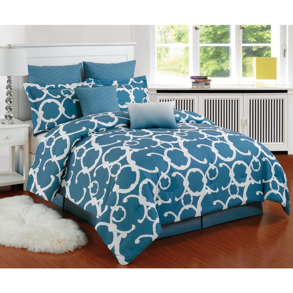 Duck River Rhys 8 Piece Slate Blue Queen Comforter Set Rhys 4401 1