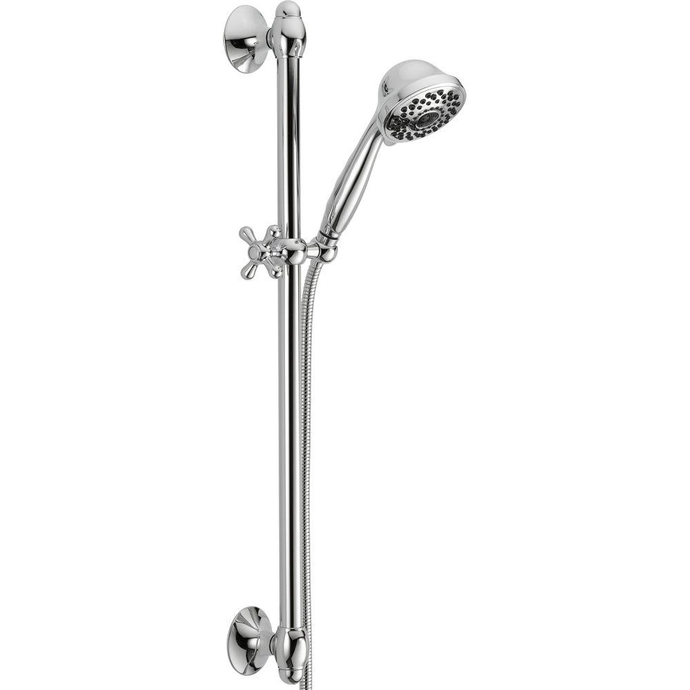 Delta 7 Spray Slide Bar Hand Shower In Chrome 51708 The Home Depot Delta 7 Spray Slide Bar Hand Shower In Chrome