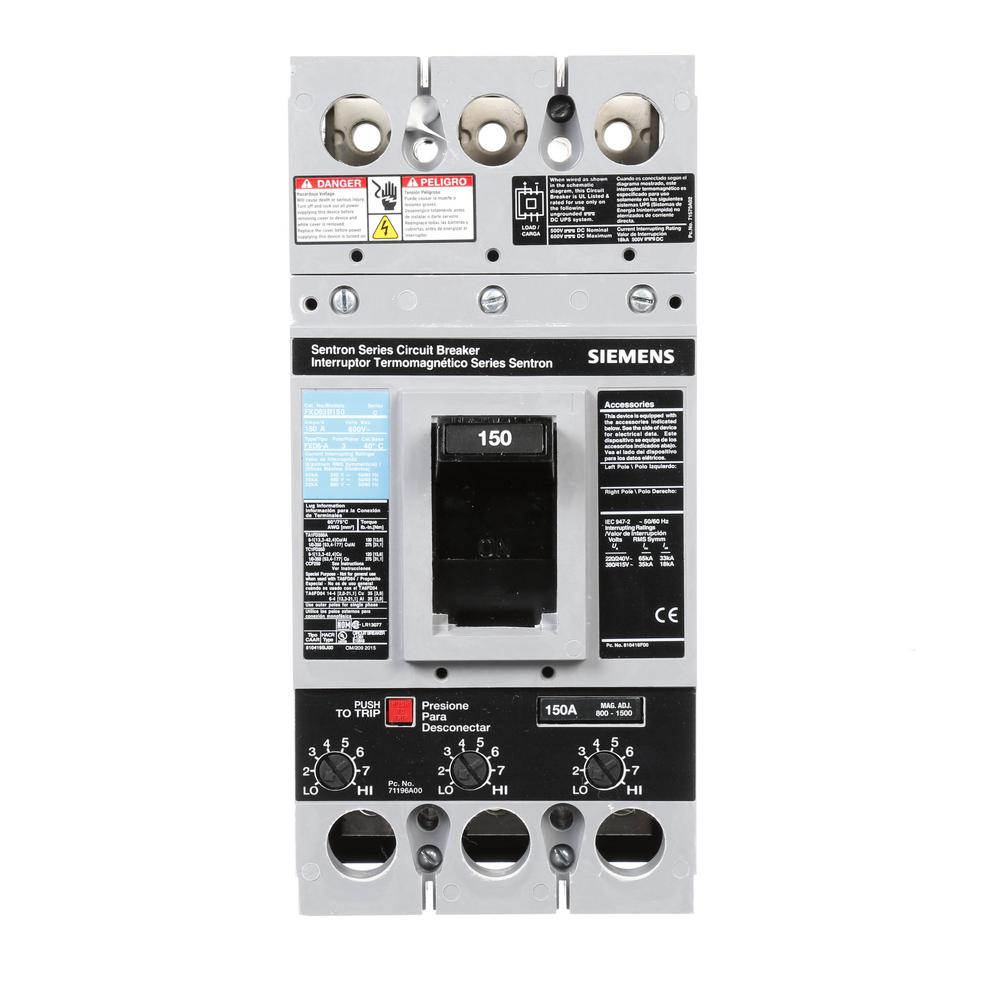 Siemens 150 Amp Type FXD6-A Triple-Pole Circuit Breaker by Siemens