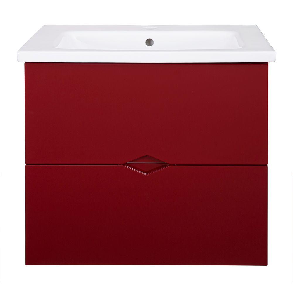 Home Decorators Collection Cranbury 30 In Vanity Cool Gray With Vanity In Gloss Red With Vitreous China