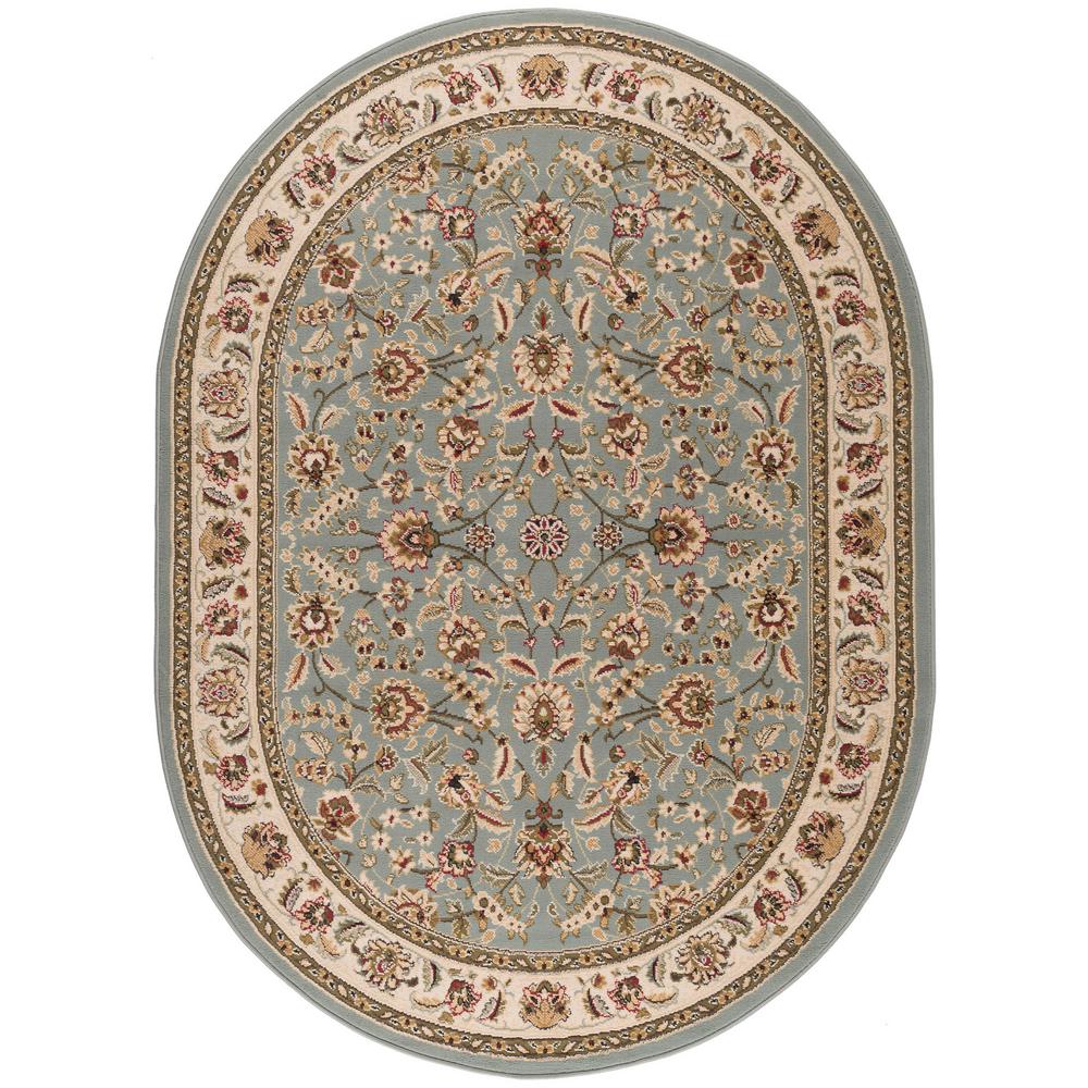 Tayse Rugs Laguna Blue 5 Ft X 7 Oval Indoor Area Rug