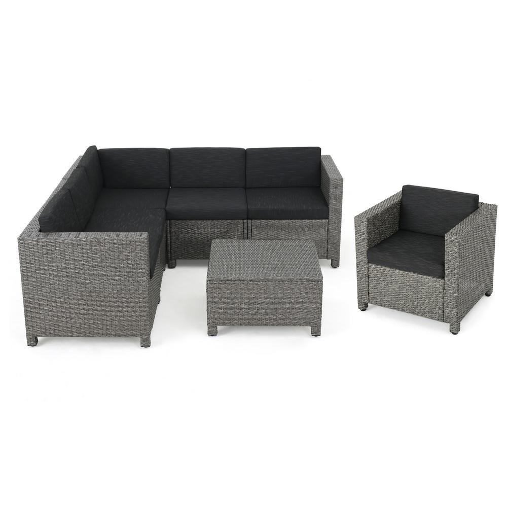 Le House Puerta Dark Grey 6 Piece Wicker Outdoor