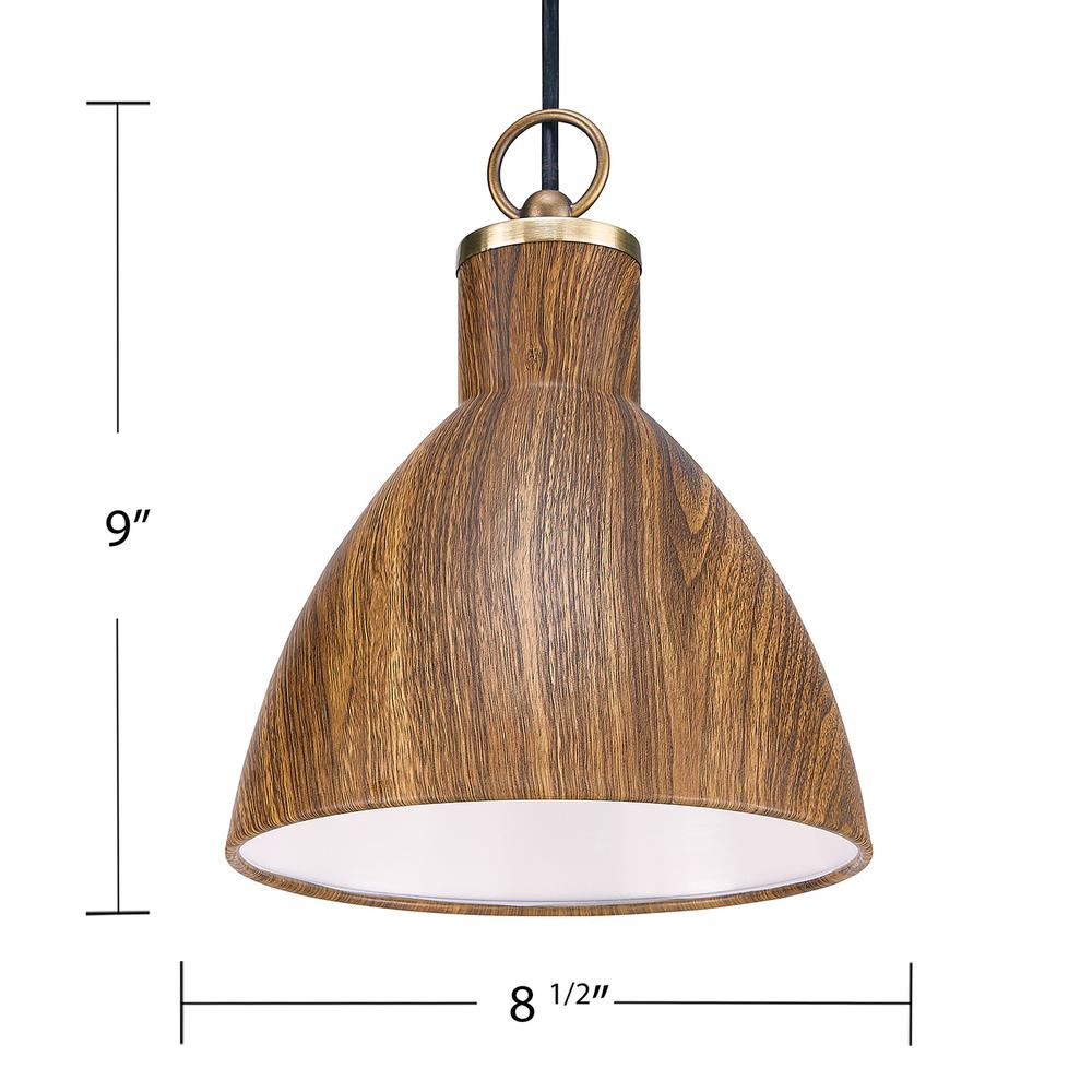 Southern Enterprises Zenta 1 Light Simulated Wood And Antique Bronze Finish Pendant