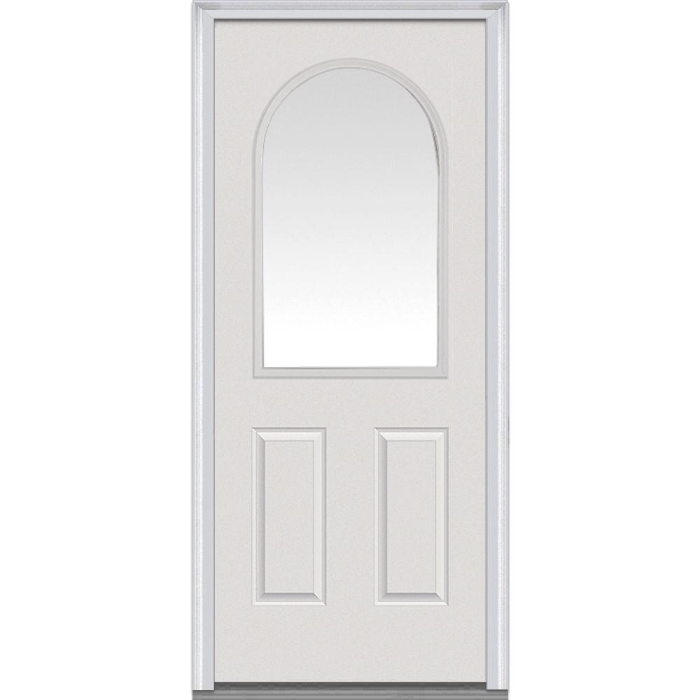Mmi Door 36 In X 80 Right Hand Inswing 1 2 Lite Round Top Clear Mmi Door 36 In X 80 Right Hand Inswing 1 2