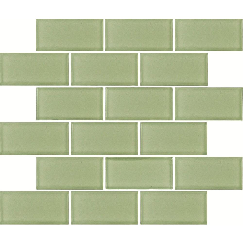 Square Green Mosaic Tile The Home Depot Mint Green Subway 12 In X 8 Mm Gl Mesh