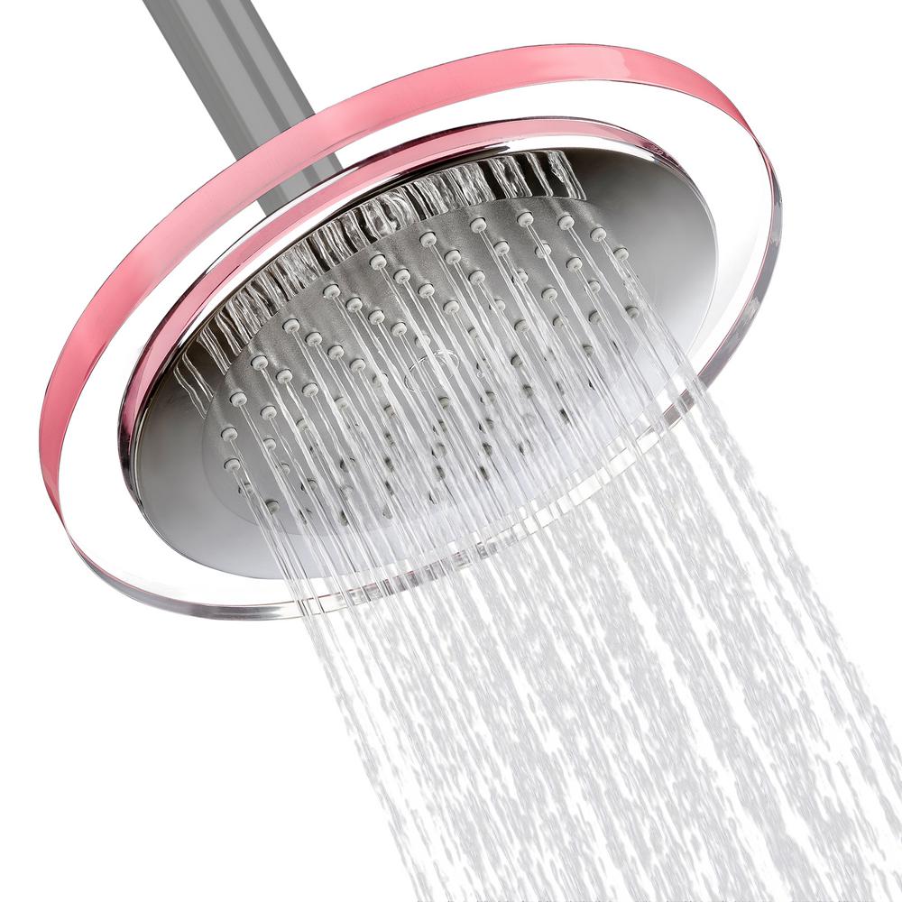 AKDY 1-Spray 7.68 in. Single Wall Mount Fixed Rain Shower Head in Chrome Pink was $34.99 now $19.99 (43.0% off)