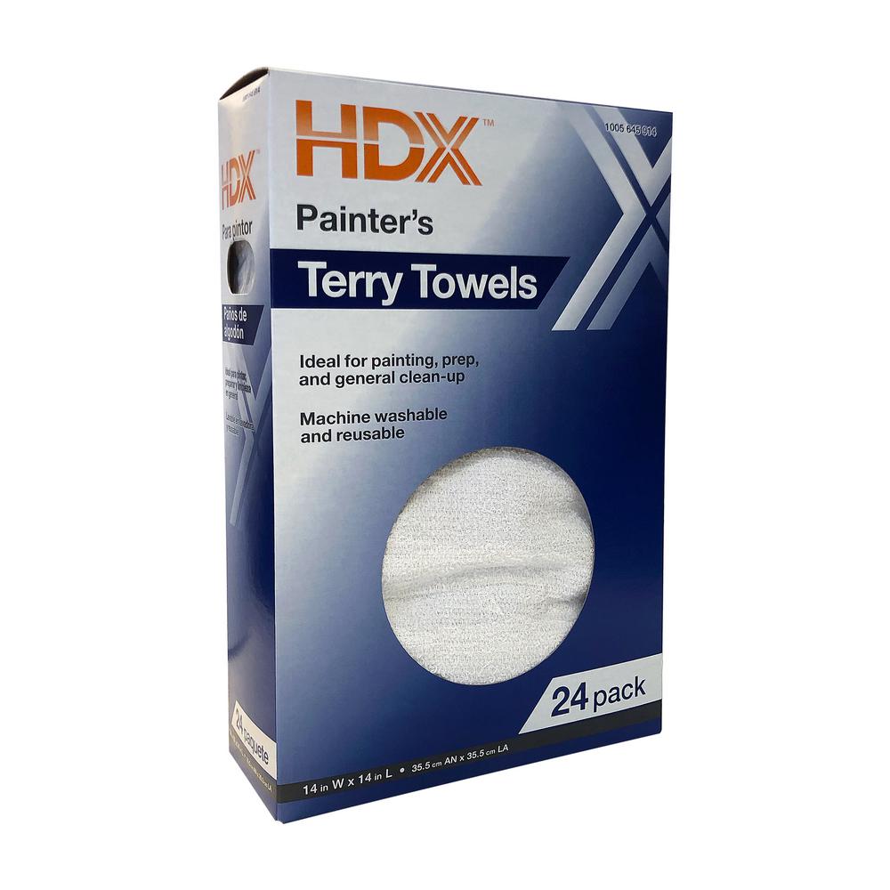 Photo 1 of 14 in. x 14 in. Painter's Terry Towels (24-Pack)