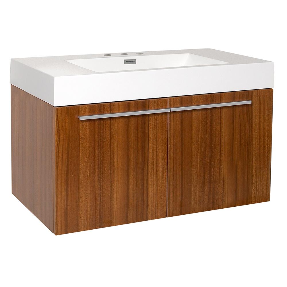 Fresca Vista 36 in. Bath Vanity in Teak with Acrylic Vanity Top in
