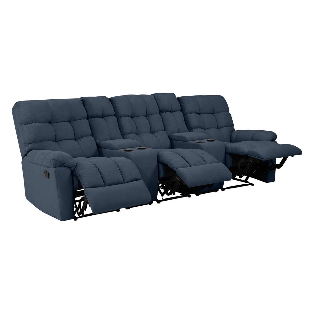 Storage Sofas Loveseats Living Room Furniture The Home Depot 3 Seat Tufted Recliner Sofa With 2 Storage Consoles And Usb Ports In Caribbean