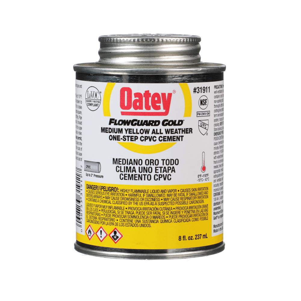 Oatey FlowGuard Gold OneStep 8 oz. Medium Yellow AllWeather CPVC Pipe