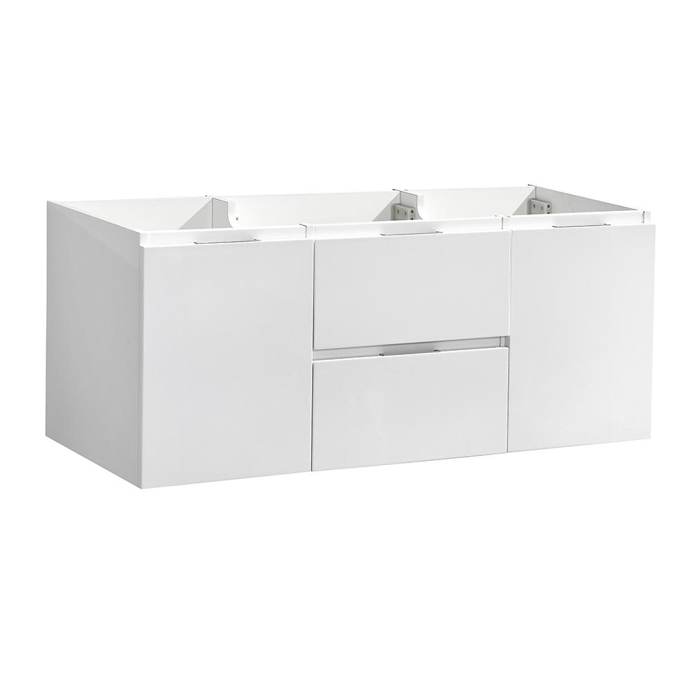 Fresca Valencia 48 In W Wall Hung Bathroom Double Vanity Cabinet W Wall Hung Bathroom Double Vanity Cabinet In Glossy White