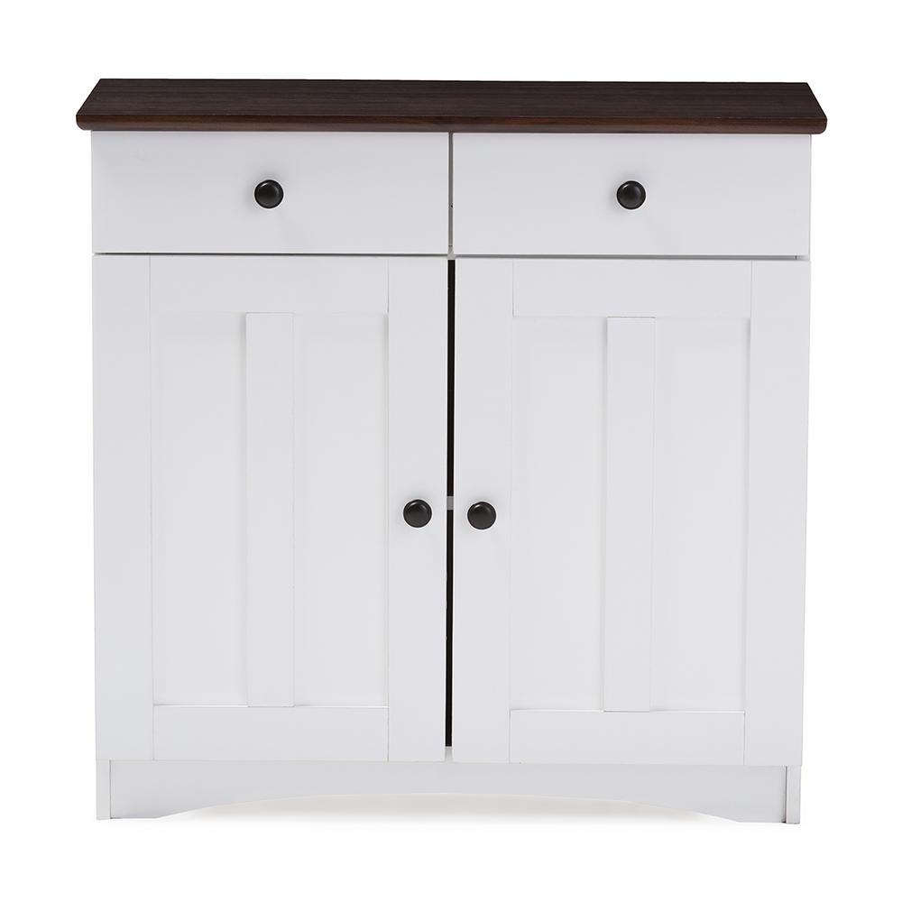 Baxton Studio Calla Brown and Black Oak 2-Door Wood Sideboard Buffet