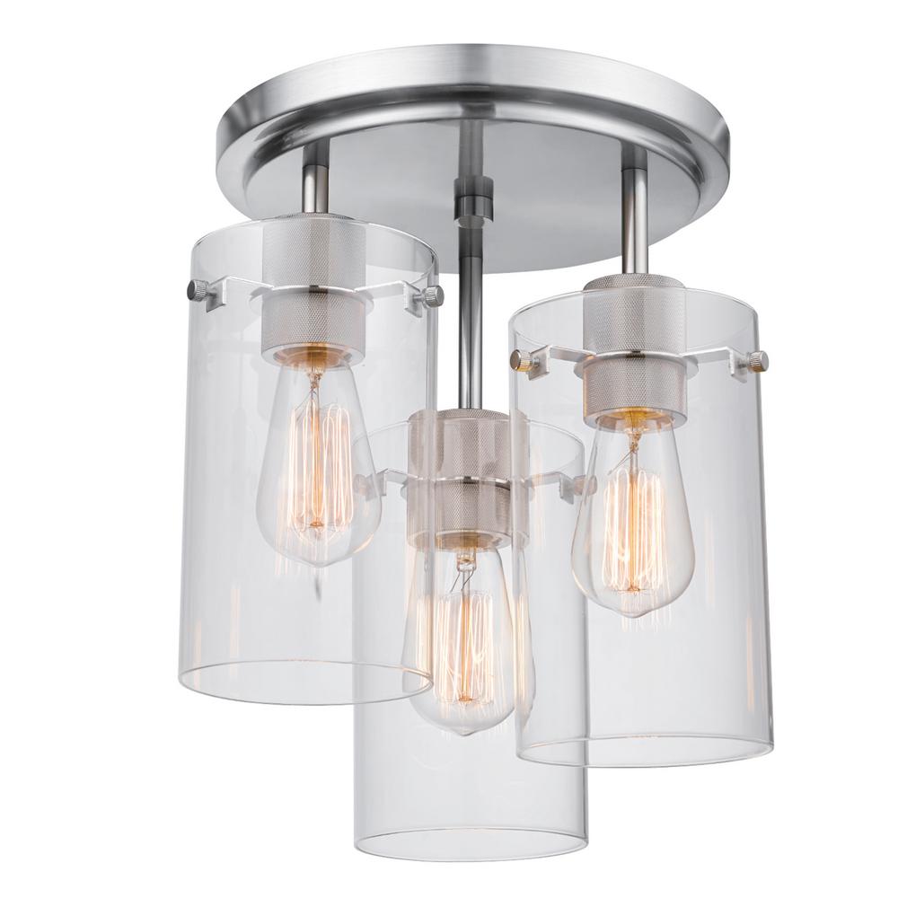 Globe Electric Cusco 13 6 In 3 Light Brushed Steel Semi Flush - Globe Electric Semi Flush Mount Ceiling Light Globe Electric Cusco 13 6 In 3 Light Brushed Steel Semi Flush - Globe Electric Semi Flush Mount Ceiling Light