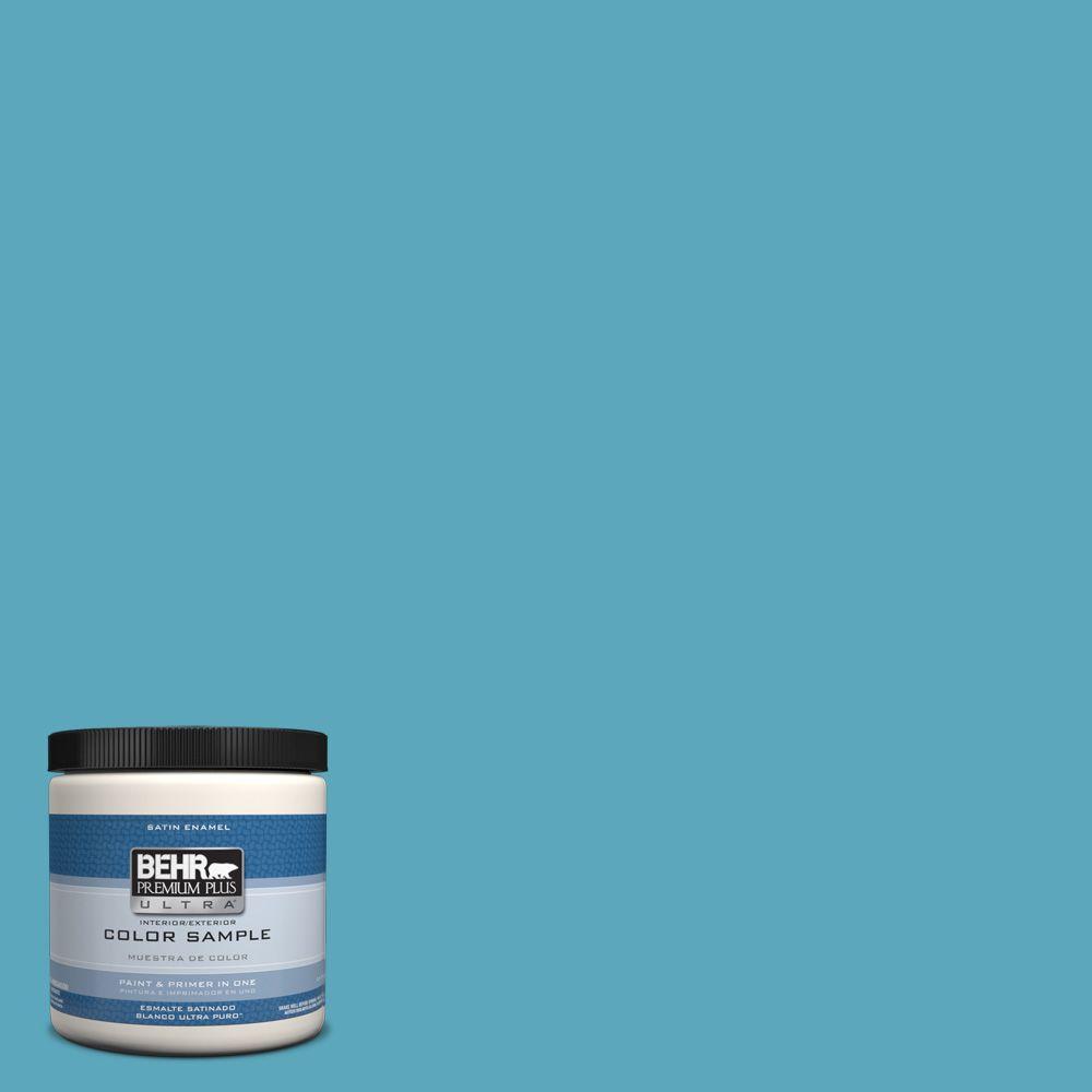 Behr Premium Plus Ultra 8 Oz T15 11 Sonic Blue Satin Enamel T15 11 Sonic Blue Satin Enamel Interior Exterior Paint And Primer In One Sample
