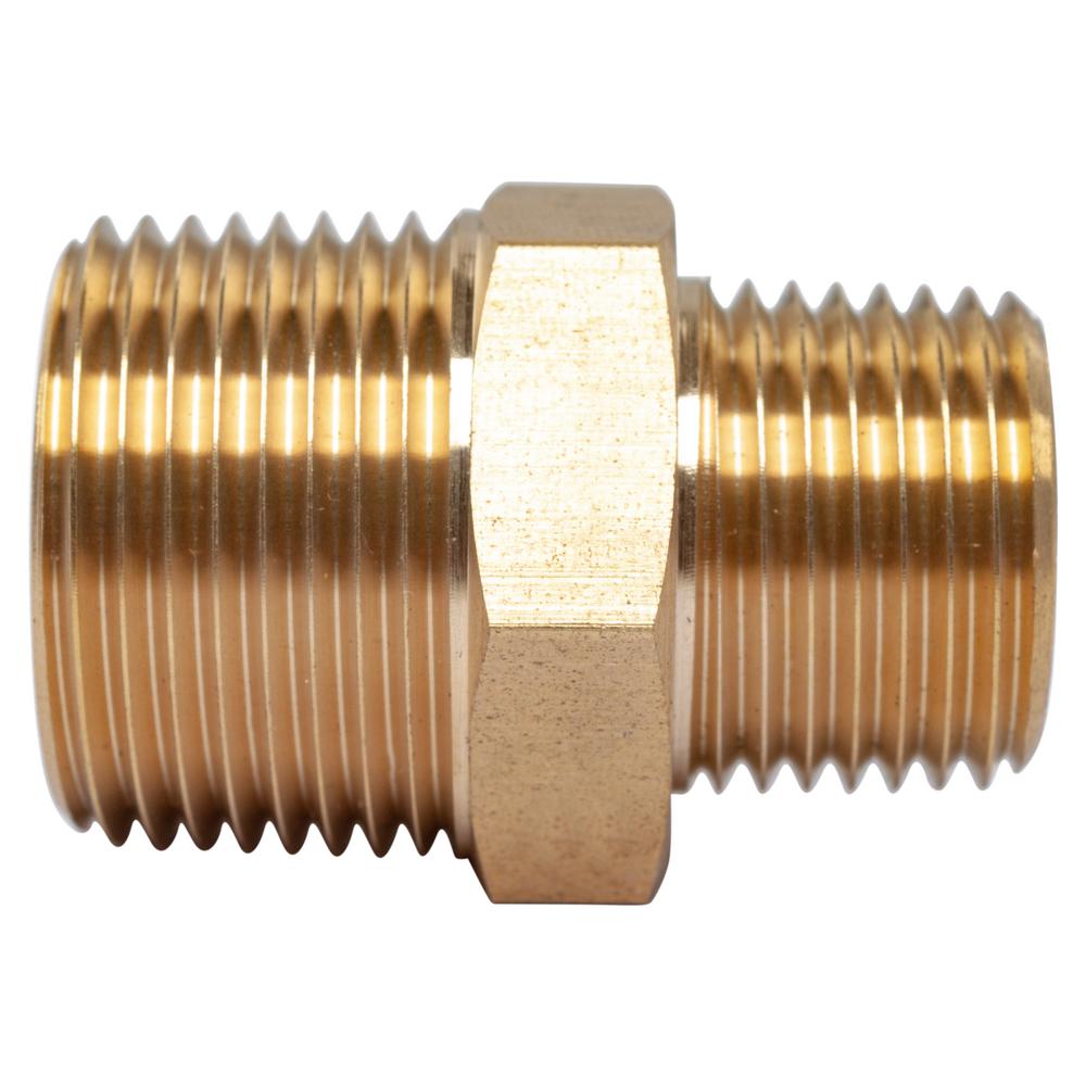 Ltwfitting 34 In X 12 In Mip Brass Pipe Hex Reducing Nipple Fitting 20 Pack Hf306r12820 