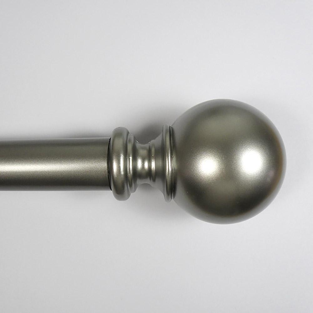 36 In 66 In 1 In Dia Single Curtain Rod In Pewter With Ball