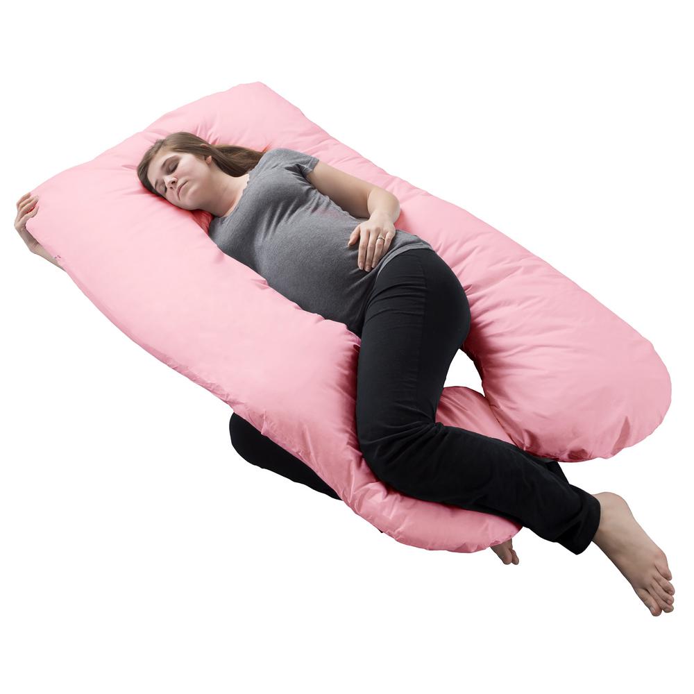 Lavish Home Pink U Shape Pregnancy Full Body Pillow Hw9018107