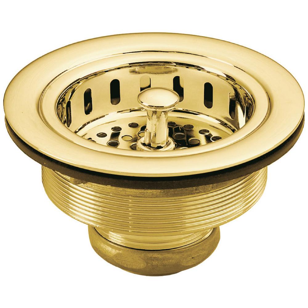 Belle Foret 3 1 2 In Post Basket Strainer Polished Brass