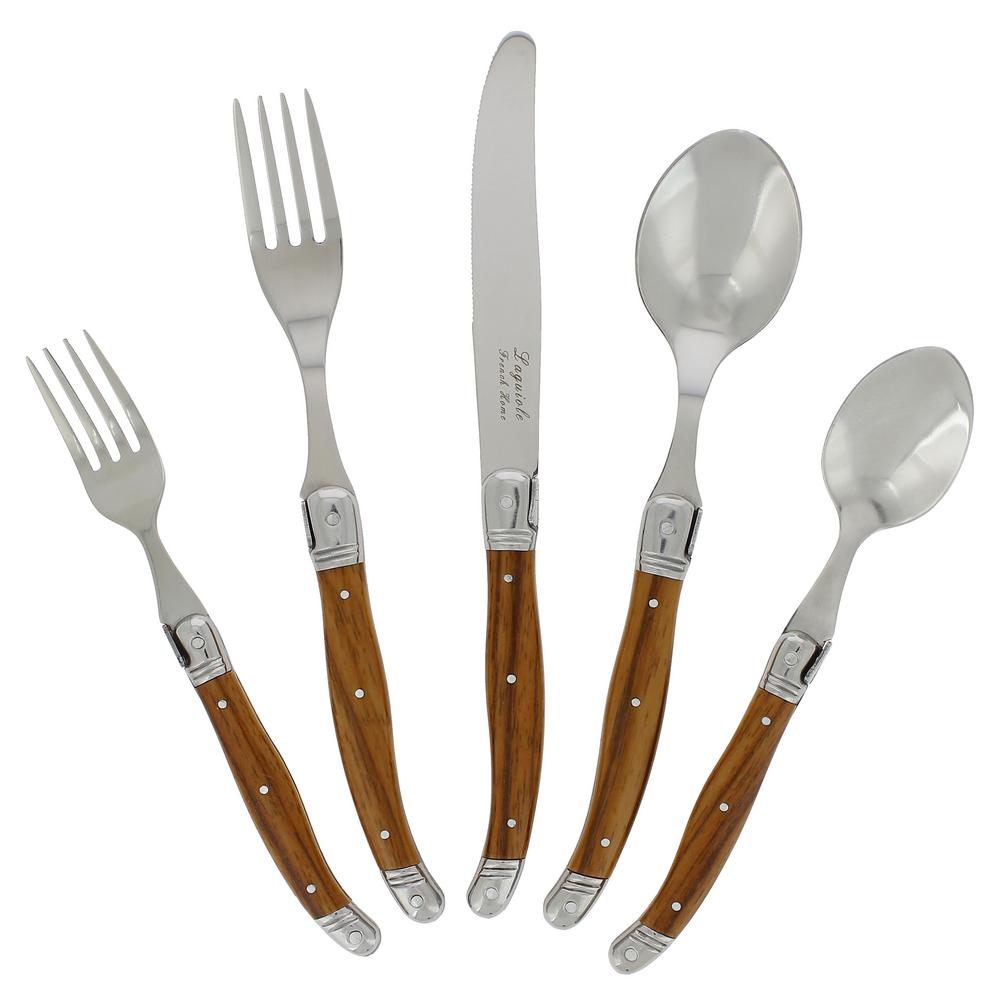 French Home Laguiole 20 Piece Stainless Steel Wood Grain French Home Laguiole 20 Piece Stainless Steel Wood Grain