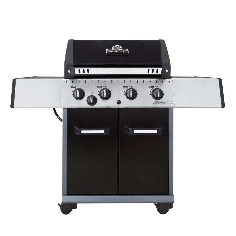 Huntington Patriot 4400 4Burner Propane Gas Grill in Black with Side