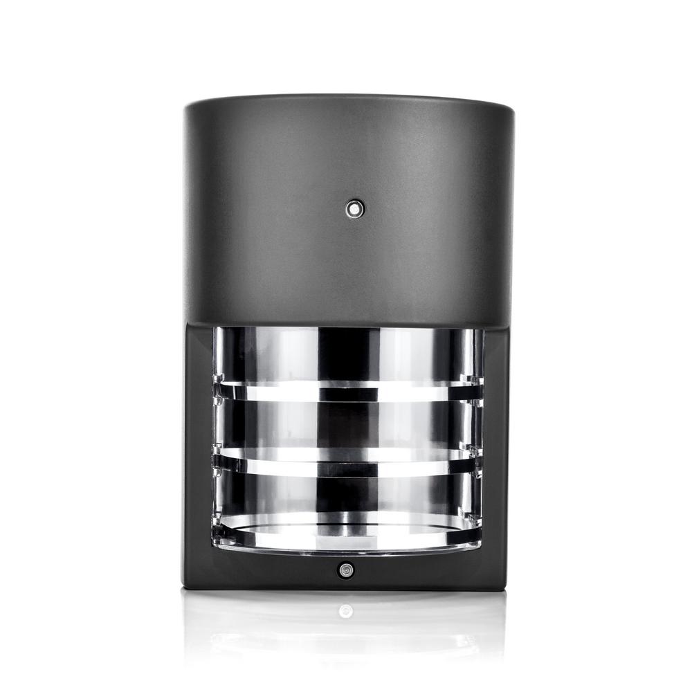 Hyperikon Sleek Medium 6 Watt Wall Light Black Integrated Led Outdoor Sconce With Photocell 4000k