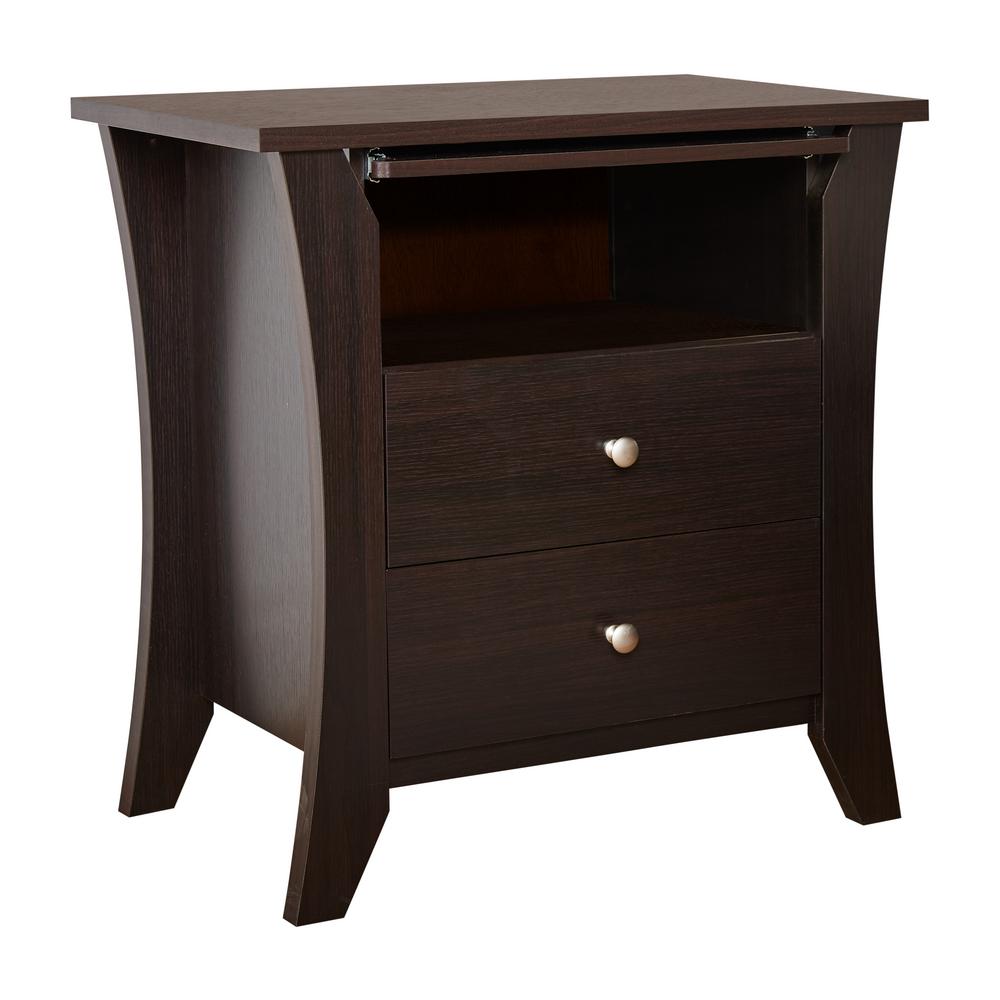 Furniture Of America Kim 2 Drawer Espresso Nightstand Ynj 1420 5 The Home Depot