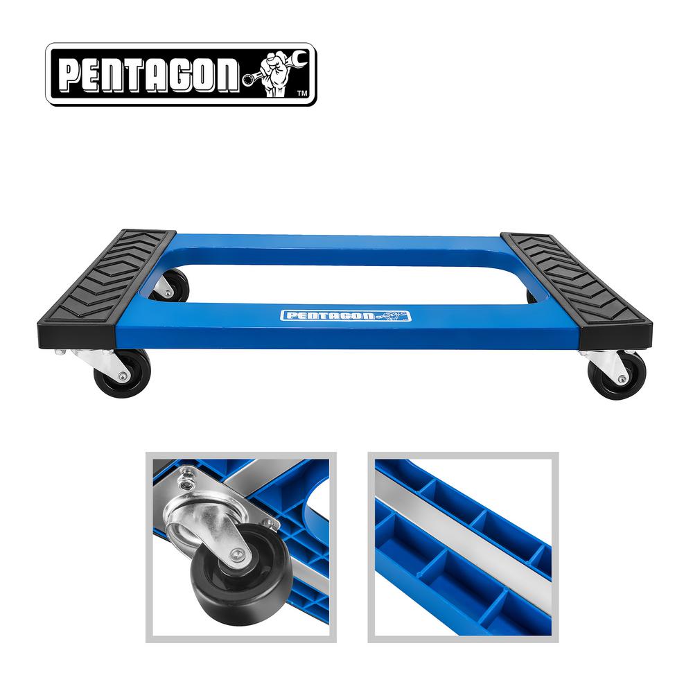 Pentagon Tool Heavy Duty Plastic Wheeled Furniture Mover Dolly in Blue