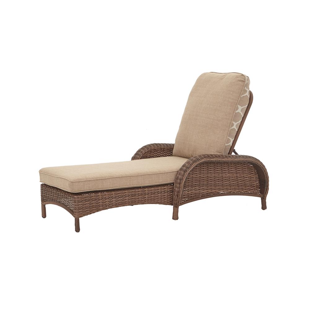 beacon park steel wicker outdoor chaise lounge with toffee cushions
