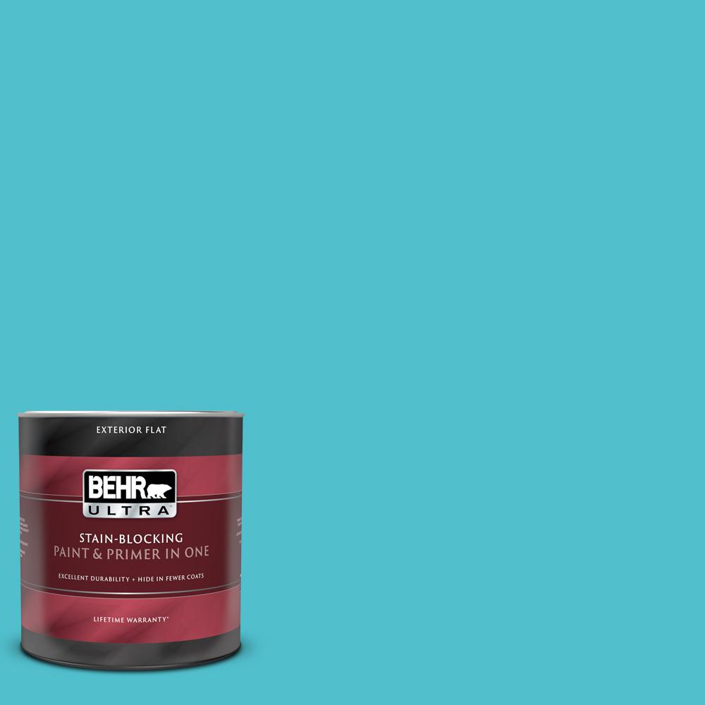 BEHR ULTRA 1 qt. 510B5 Jamaican Sea Flat Exterior Paint and Primer in
