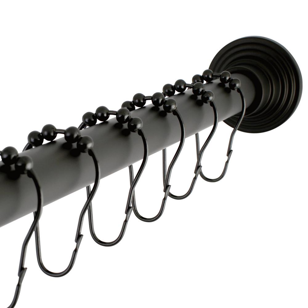 Straight Bronze Shower Curtain Rods Accessories The Fixed Shower Rod With Hooks In Oil Rubbed