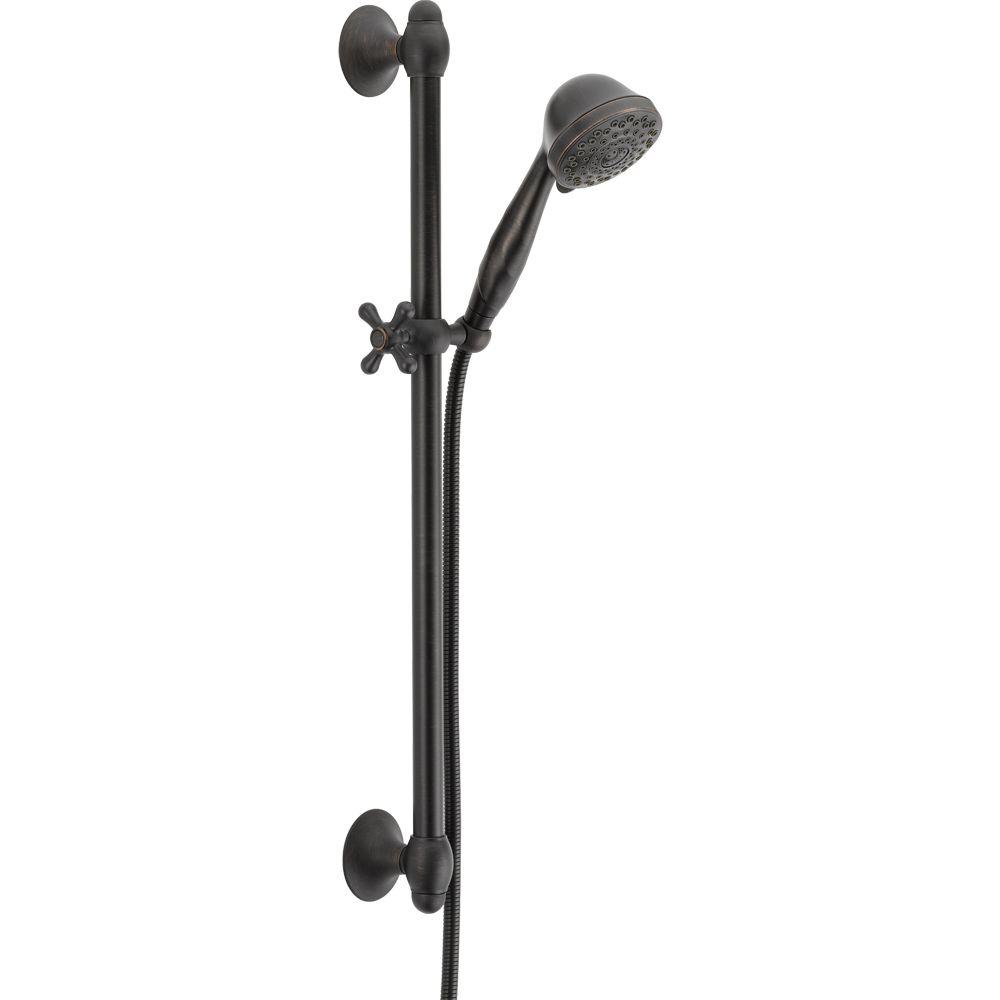 Delta 7 Spray Slide Bar Hand Shower In Venetian Bronze 51708 Rb Delta 7 Spray Slide Bar Hand Shower In Venetian Bronze