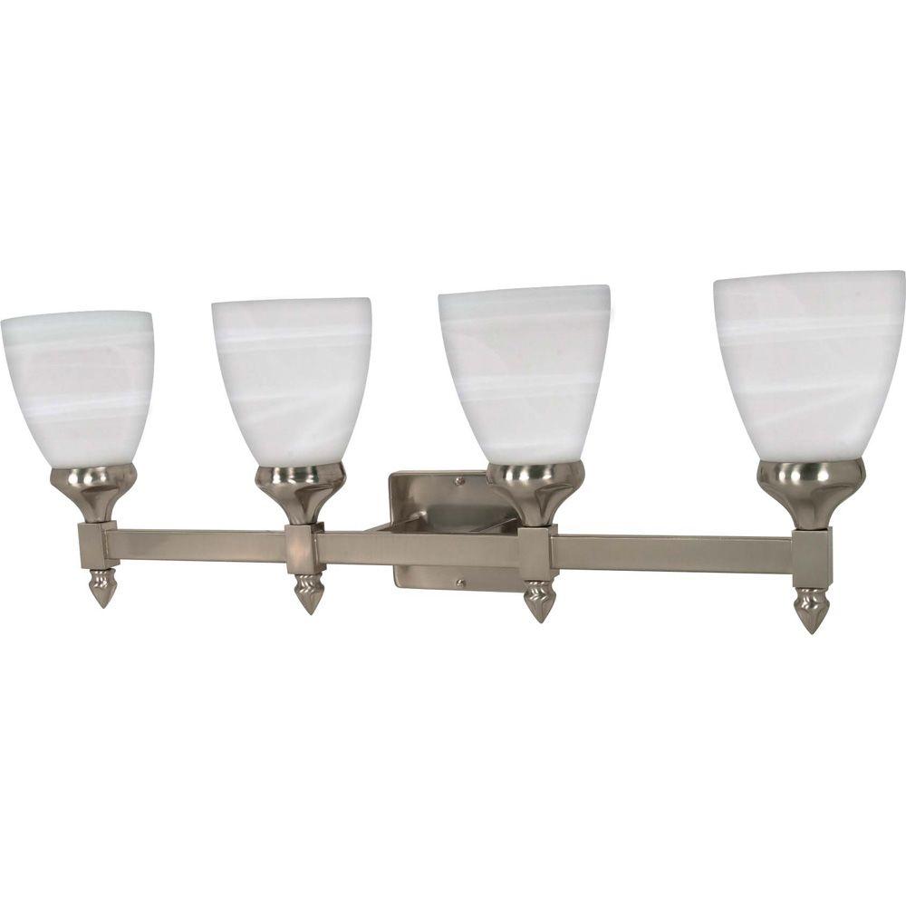 Glomar 4Light Brushed Nickel Vanity Light with Sculptured Glass Shade