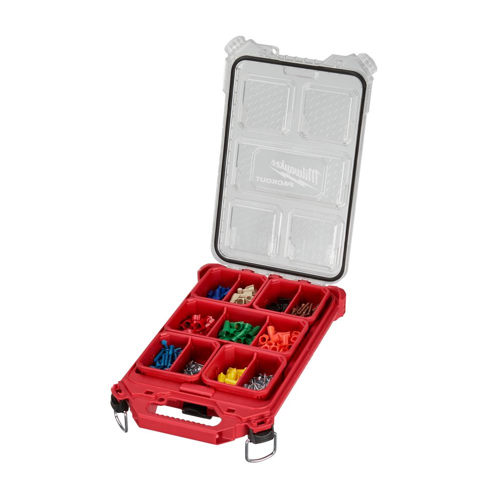 MILWAUKEE Compact Small Parts Organizer Slim Design Clear