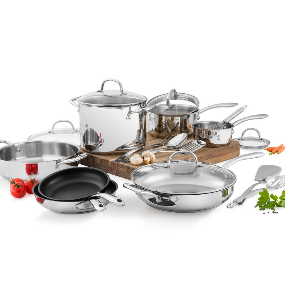 Wolfgang Puck 18-Piece Stainless Steel Cookware Set by Wolfgang Puck
