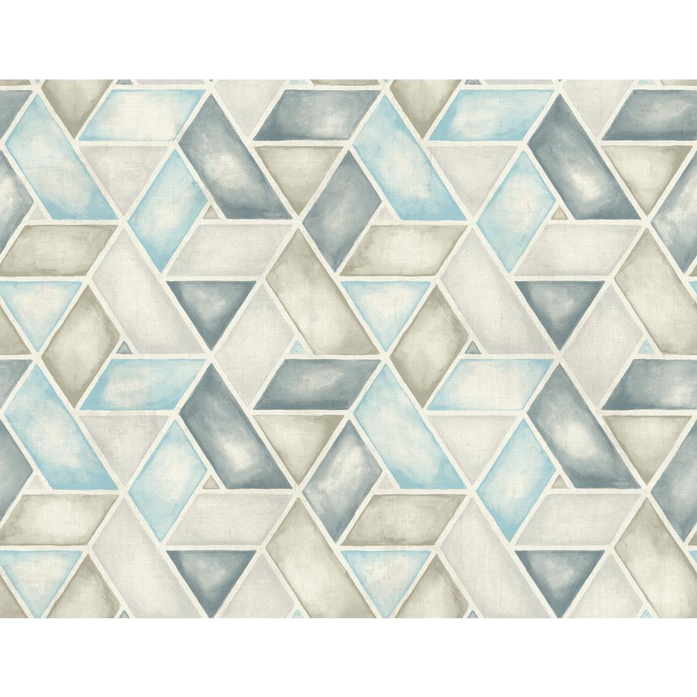 Seabrook Designs Kentmere Geo Blue And Grey Paper Strippable Roll Covers 60 75 Sq Ft Lg91302 The Home Depot