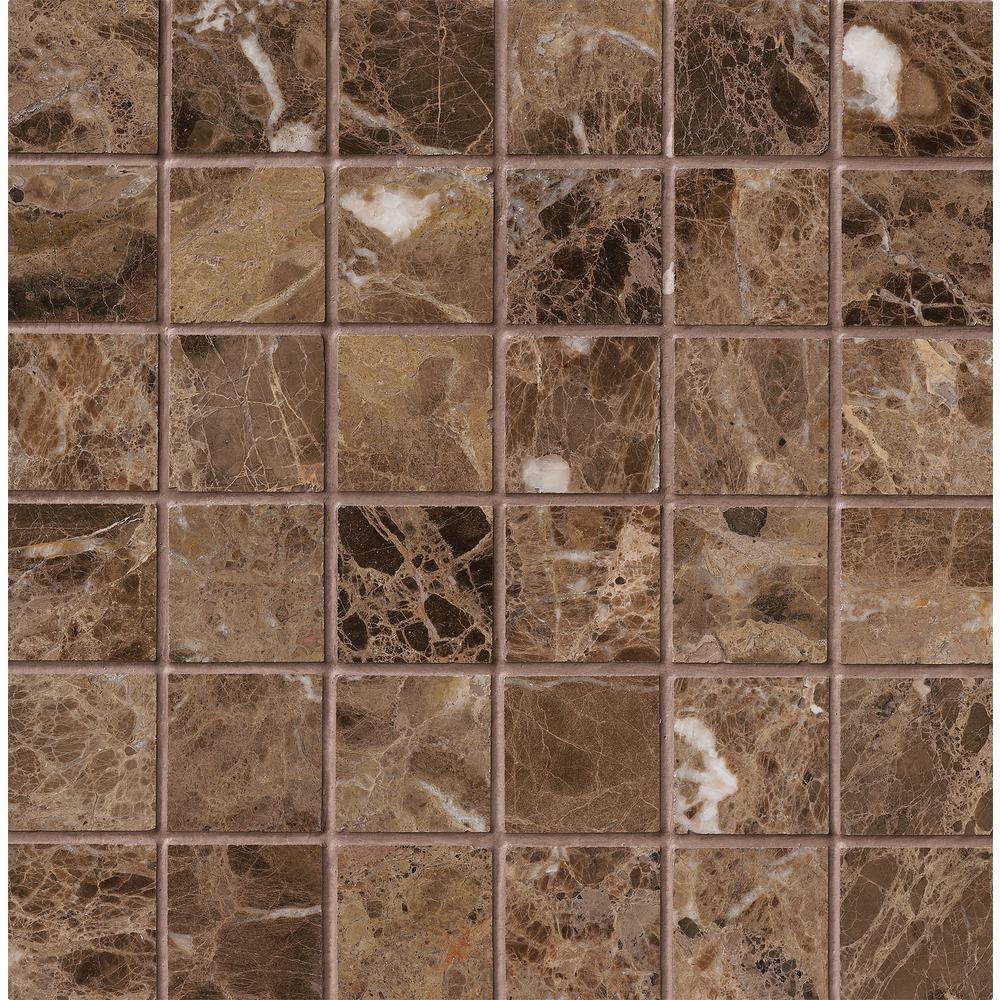 Msi Emperador Dark 12 In X 10 Mm Polished Marble Mesh Emperador Dark 12 In X 10 Mm Polished Marble Mesh Mounted Mosaic Tile Sq Ft Case