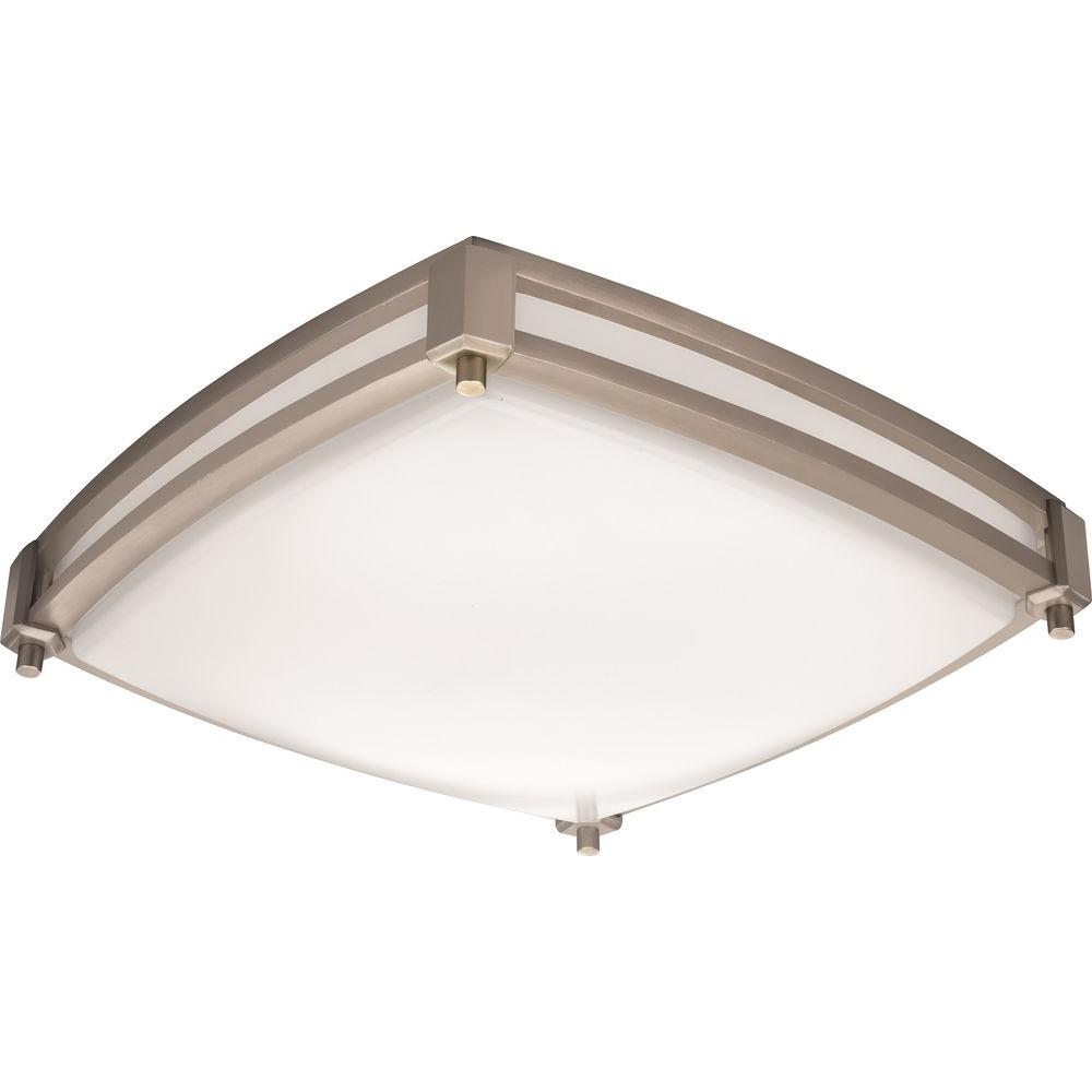 Square Flush Mount Lights Lighting The Home Depot Square Saturn 13 In Brushed Nickel Led Flush Mount 3000k
